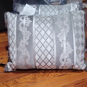 J Queen Belair Boudoir Pillowd (2) Elegant Silver & Gray Decora Pillow